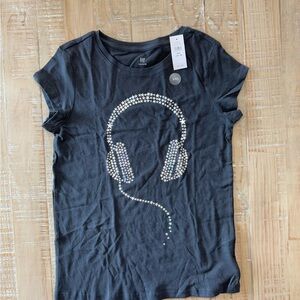 Gap short Sleeve T-shirt dark gray, with metallic stars. New with tags.